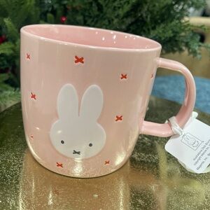 Miffy Bunny Ear Pink & Red Ceramic Coffee Mug NWT